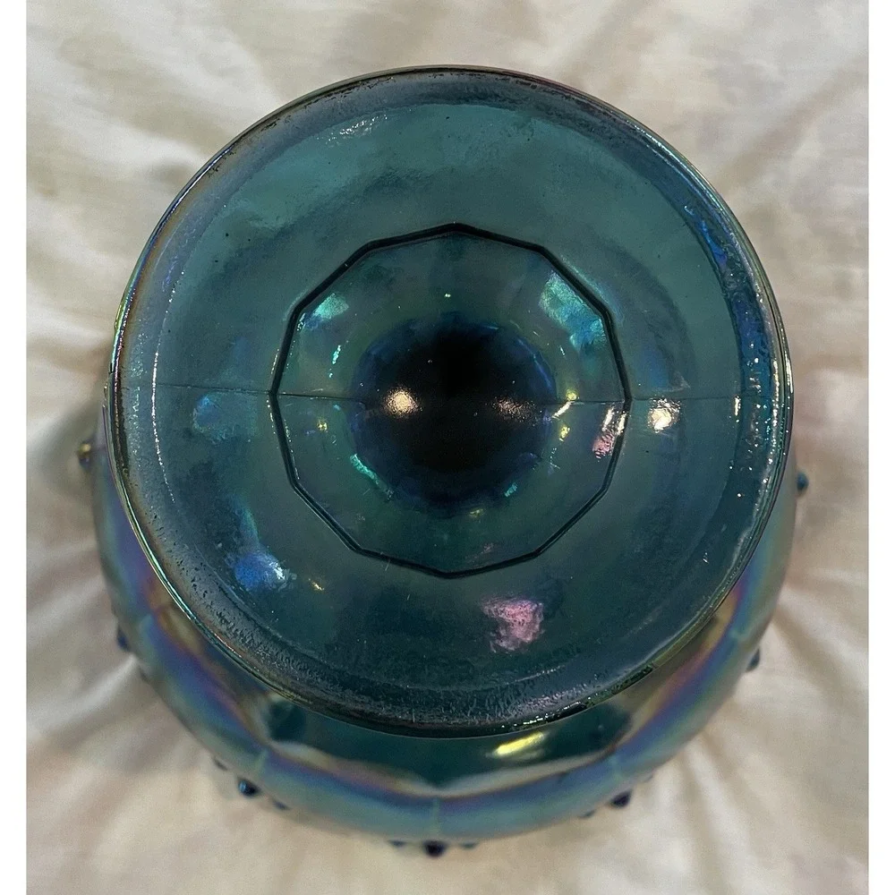 Vtg Indiana Blue Carnival Champagne Glass‎ Pedestal Compote Candy Nut Bowl Large